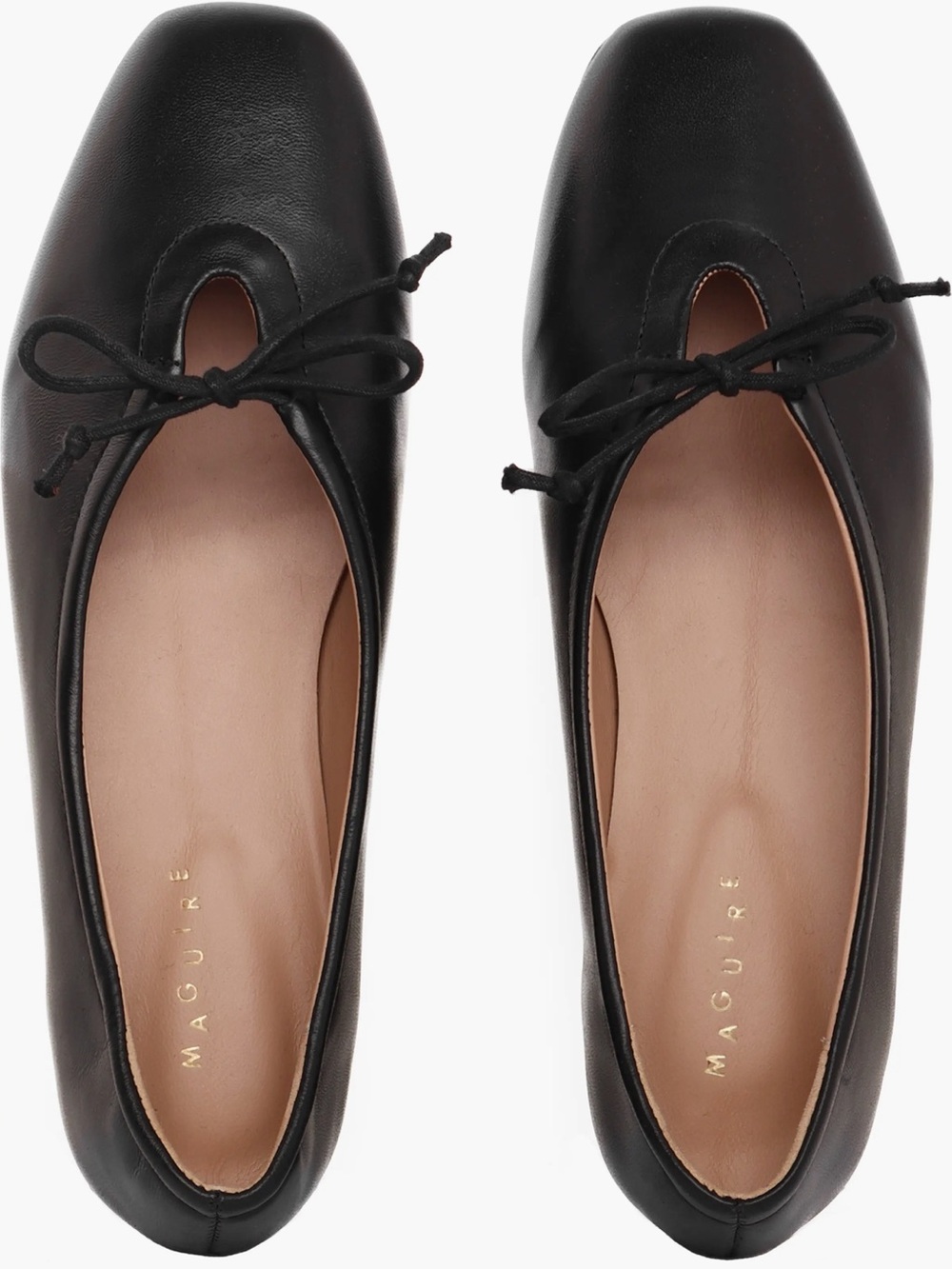 Maguire Prato Black Leather Ballet Flats with Bow Size 38